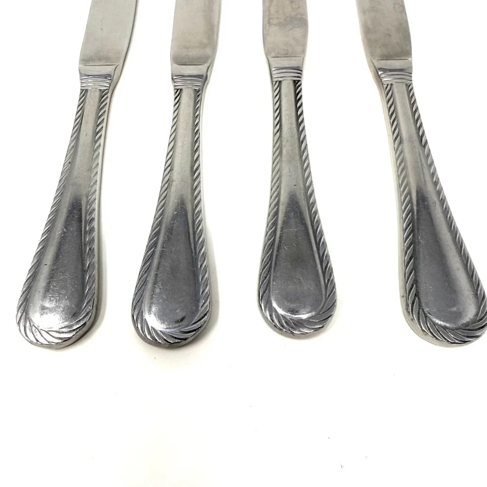 Cambridge Silversmiths Stainless Steel Carlyle Rope Edge‎ Dinner Knives Set of 4